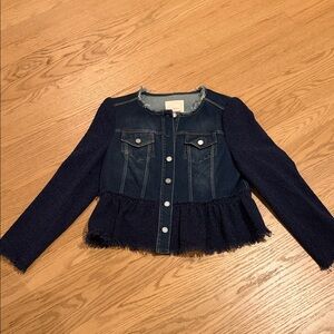 Rebecca Taylor Kids Denim Jacket with Navy Sleeves